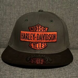 Harley-Davidson Black and Orange Snapback Hat